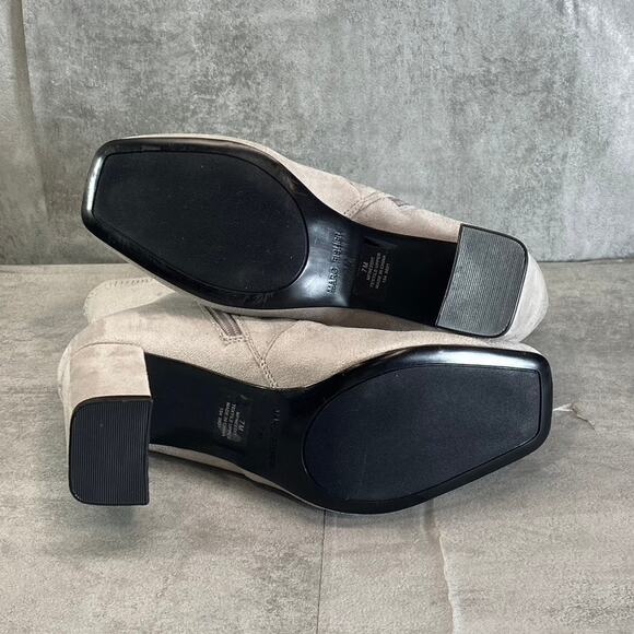 MARC FISHER Women's Light Gray Needit Stretch Square-Toe Block Heel Booties SZ 7 - Picture 6 of 10